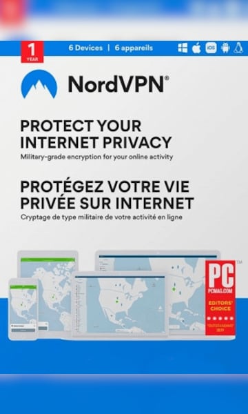 NordVPN VPN Service (PC, Android, Mac, iOS) 6 Devices, 1 Year